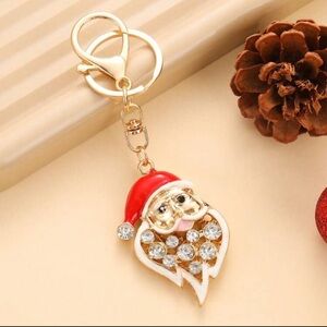 Santa Claus rhinestone bag charm/key ring